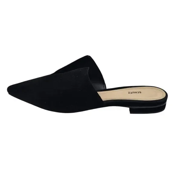 Schutz Anthropologie Black Suede Leather Kirsten Pointed Toe Mule Slides - Picture 4 of 9